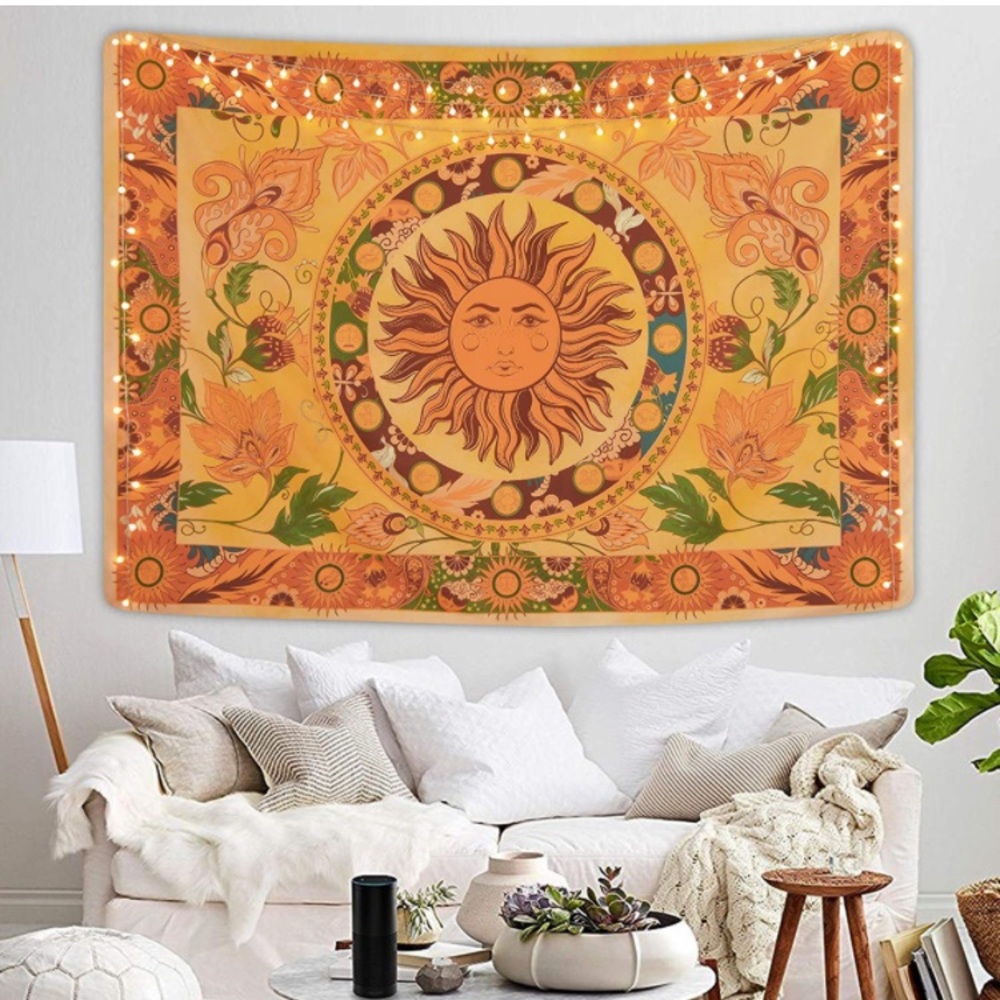 Hippie Vintage Sun Floral Bohemian Retro Pattern Tapestry for Wall/Bedspread - Picture 6 of 6